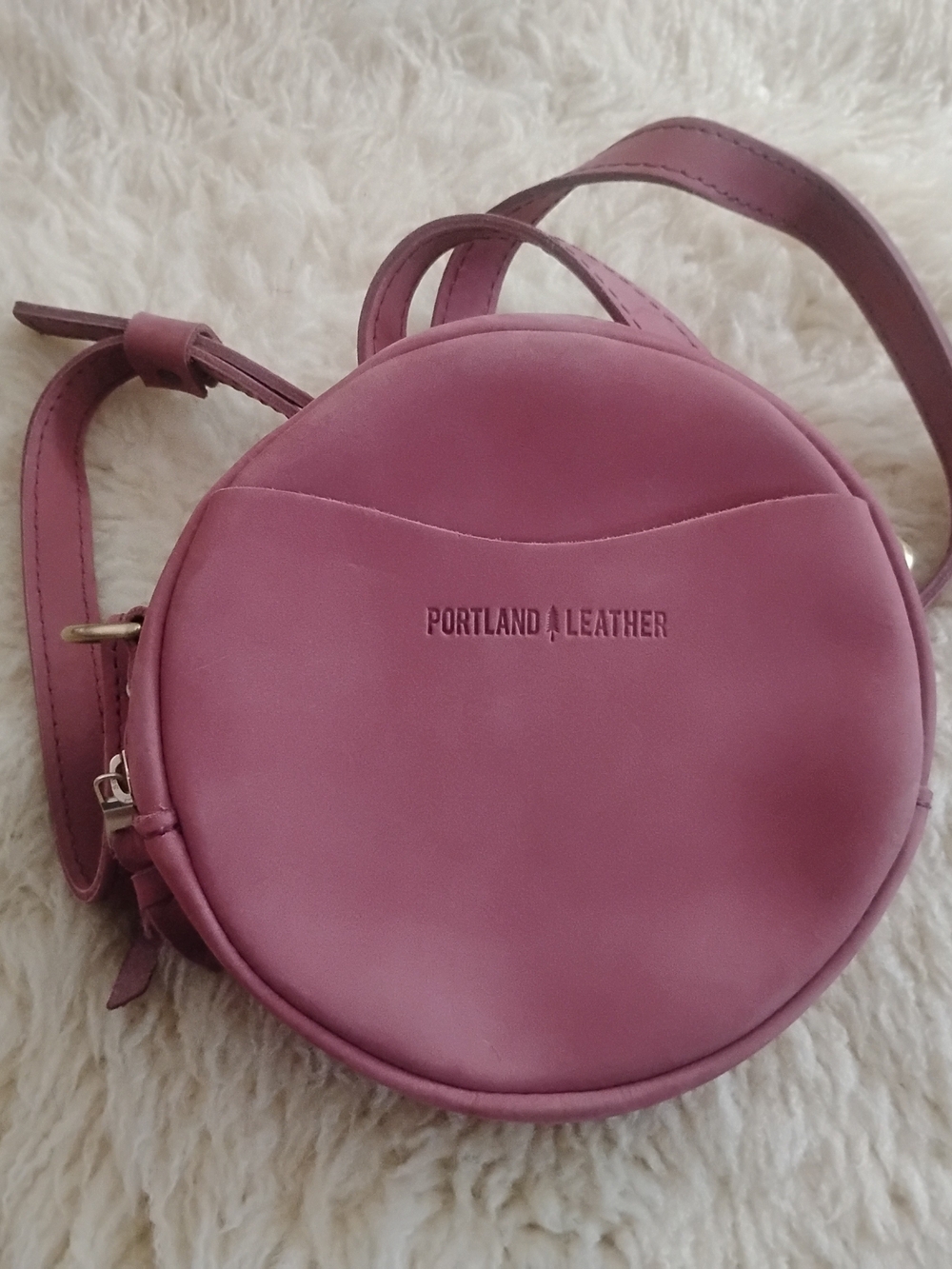 Portland Leather Round Crossbody Bag in Dusty Rose